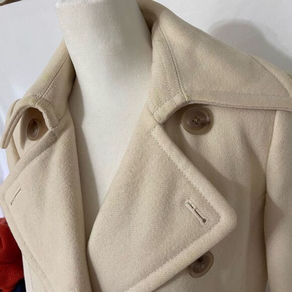 J Crew Women's XS Extra Small Cream Wool Blend Double Breasted Peacoat - Picture 3 of 6